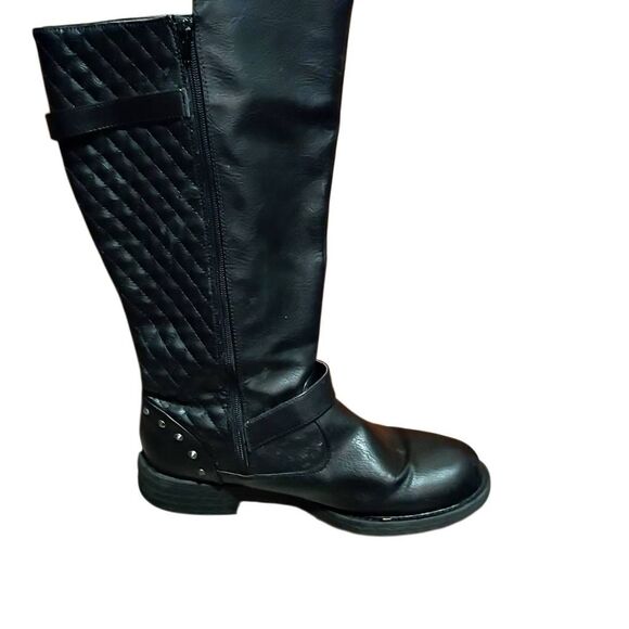 Women's Quilted Knee High Riding Boots Black Size 11 - Picture 4 of 13